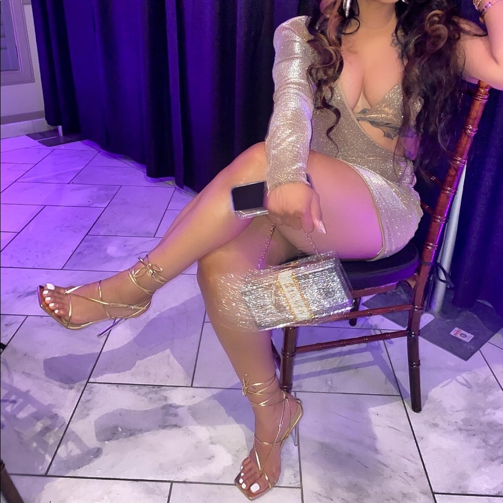 Gold 1-Shoulder Blazer Dress
